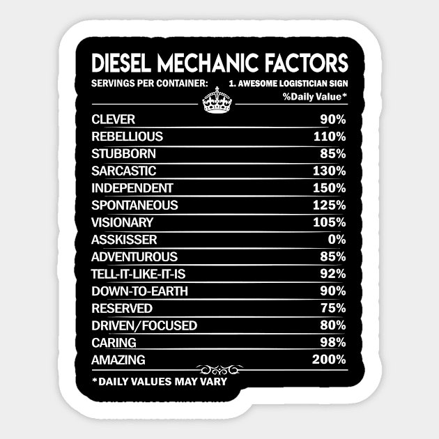 Diesel Mechanic T Shirt - Daily Factors 2 Gift Item Tee Sticker by Jolly358